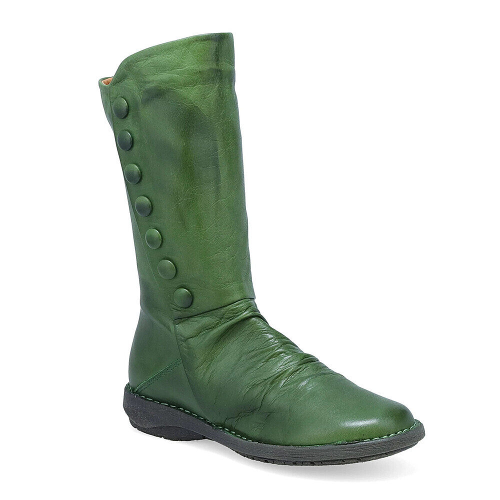 Miz Mooz Petrillo Women's US 9-9.5 Green Leather Ruched Mid-Calf Boots RHS5431